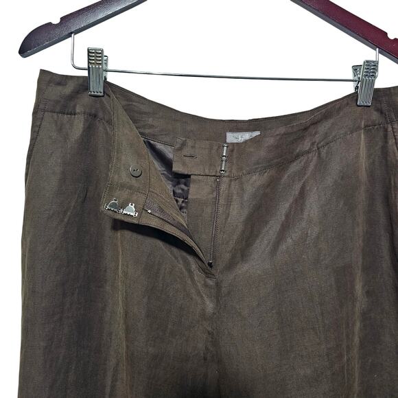 J. Jill Wide Leg Pants Women's Size 14 Silk/Linen Pockets Professional Neutral - Picture 4 of 8